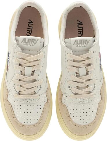 Autry AULM LS33 Unisex Leather and Suede White Sneakers, White, 8 US in Kuwait