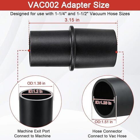 Vacuum Hose Adapter VAC002 Fit for Bosch Router Planer Sander &Hammer Tools | Cleaner Adapter Vaccum Hose Connector Attachment for 1-1/4" & 1-1/2" Hoses, Hose End Size 1.25" (ID)/1.5" (OD) in Kuwait
