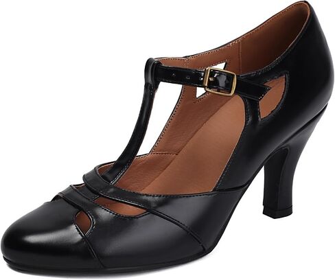 Women's Mary Jane Vintage Close Round Toe 1950s Heels Retro 1920s Victorian Pumps 1930s Shoes in Kuwait