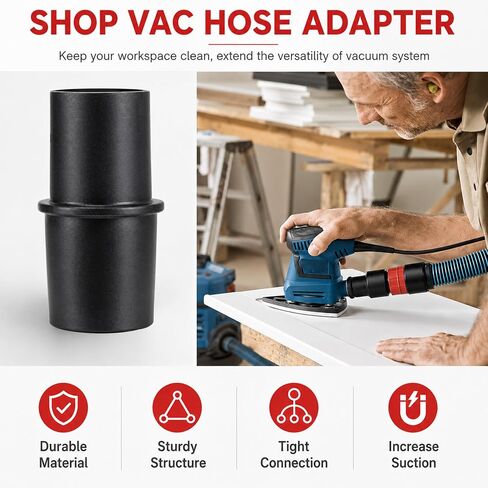 Vacuum Hose Adapter VAC002 Fit for Bosch Router Planer Sander &Hammer Tools | Cleaner Adapter Vaccum Hose Connector Attachment for 1-1/4" & 1-1/2" Hoses, Hose End Size 1.25" (ID)/1.5" (OD) in Kuwait
