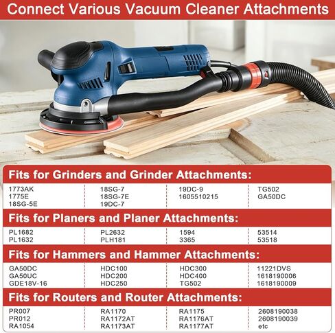 Vacuum Hose Adapter VAC002 Fit for Bosch Router Planer Sander &Hammer Tools | Cleaner Adapter Vaccum Hose Connector Attachment for 1-1/4" & 1-1/2" Hoses, Hose End Size 1.25" (ID)/1.5" (OD) in Kuwait