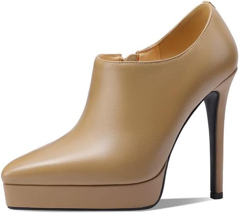 TinaCus Women's Pointed Toe Handmade Platform Stiletto High Heels Genuine Leather Zip Up Pumps Shoes in Kuwait