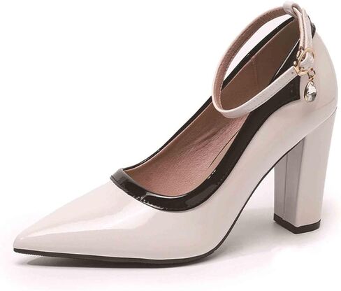 Women's Patent Leather Pointed-Toe High Heels Pumps Fashion Ankle Strap Sexy Dress Stiletto Heels Party Wedding Shoes in Kuwait