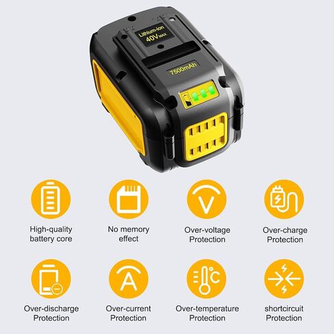 Upgraded! 7500mAh High Capacity Replacement for Dewalt 40v Battery DCB404 DCB406 DCB407 DCB114, Compatible with All Dewalt 40V MAX Tools in Kuwait