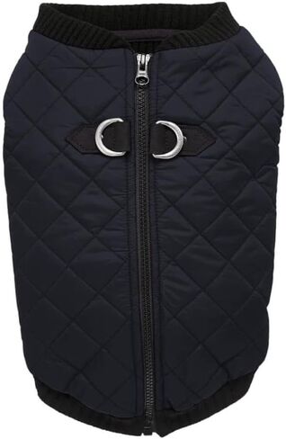 Gooby Fashion Vest Check Dog Jacket - Green Check, Large - Warm Zip Up Bomber Vest with Dual D Ring Leash - Winter Water Resistant Small Dog Sweater in Saudi Arabia