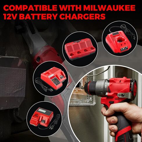 3.5Ah 12V 2-Pack Replacement for Milwaukee Battery 48-11-2401 | Fits 48-11-2460 48-11-2402 48-11-2411 48-11-2420 48-11-2425 drills and ratchets. UN38.3 cells, not for 18V tools in Kuwait