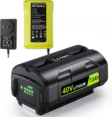7.0Ah Replacement for Ryobi 40V Battery and Charger Combo Compatible with 40 Volt Ryobi BatteryOP4050A OP4060A OP4040 OP4040A1 OP4050 OP4030 OP4026 OP40261 Cordless Power Tools in Kuwait