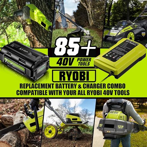 7.0Ah Replacement for Ryobi 40V Battery and Charger Combo Compatible with 40 Volt Ryobi BatteryOP4050A OP4060A OP4040 OP4040A1 OP4050 OP4030 OP4026 OP40261 Cordless Power Tools in Kuwait