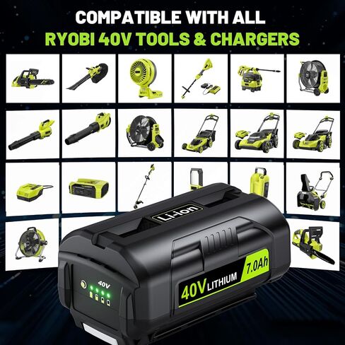 7.0Ah Replacement for Ryobi 40V Battery and Charger Combo Compatible with 40 Volt Ryobi BatteryOP4050A OP4060A OP4040 OP4040A1 OP4050 OP4030 OP4026 OP40261 Cordless Power Tools in Kuwait