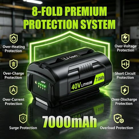 7.0Ah Replacement for Ryobi 40V Battery and Charger Combo Compatible with 40 Volt Ryobi BatteryOP4050A OP4060A OP4040 OP4040A1 OP4050 OP4030 OP4026 OP40261 Cordless Power Tools in Kuwait