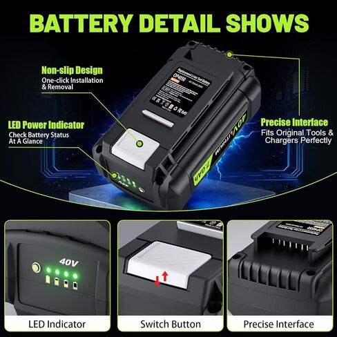 7.0Ah Replacement for Ryobi 40V Battery and Charger Combo Compatible with 40 Volt Ryobi BatteryOP4050A OP4060A OP4040 OP4040A1 OP4050 OP4030 OP4026 OP40261 Cordless Power Tools in Kuwait