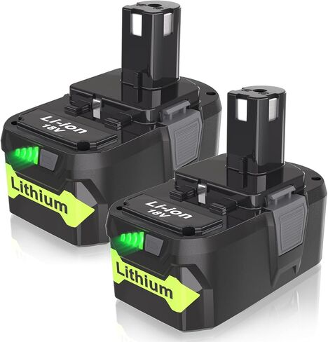 2Packs One+ 18V Lithium Batteries Replacement for RYOBI 18V Battery | High Performance, Long Runtime, Replacement for Ryobi 18 Volt ONE+ Batteries P197 P108 P189 P102 P103, Power Tools Compatible in Kuwait