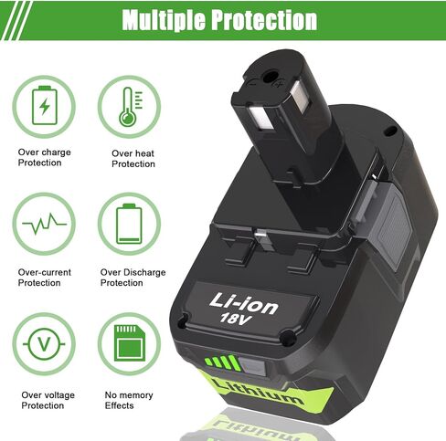 2Packs One+ 18V Lithium Batteries Replacement for RYOBI 18V Battery | High Performance, Long Runtime, Replacement for Ryobi 18 Volt ONE+ Batteries P197 P108 P189 P102 P103, Power Tools Compatible in Kuwait