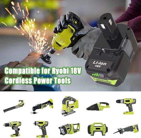 2Packs One+ 18V Lithium Batteries Replacement for RYOBI 18V Battery | High Performance, Long Runtime, Replacement for Ryobi 18 Volt ONE+ Batteries P197 P108 P189 P102 P103, Power Tools Compatible in Kuwait