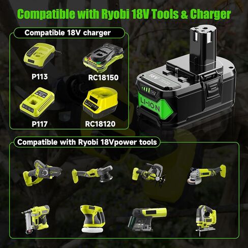 Upgraded 2-Packs P108 Replacement for Ryobi 18V ONE+ Battery Compatible with Ryobi 18 Volt Battery P108 P102 P103 P104 P105 P107 P109 P122 Cordless Tool Rapid Rechargeable with LED Indicator Light in Kuwait