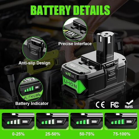 Upgraded 2-Packs P108 Replacement for Ryobi 18V ONE+ Battery Compatible with Ryobi 18 Volt Battery P108 P102 P103 P104 P105 P107 P109 P122 Cordless Tool Rapid Rechargeable with LED Indicator Light in Kuwait