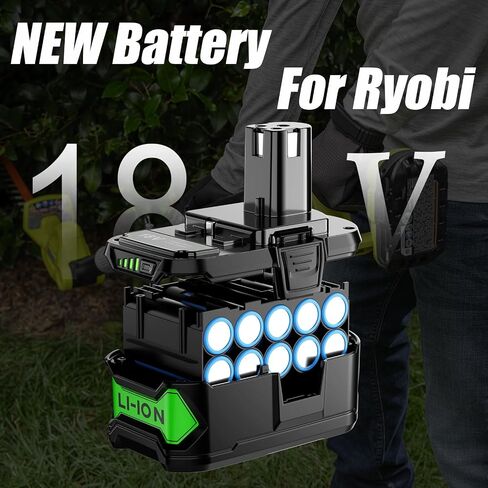 Upgraded 2-Packs P108 Replacement for Ryobi 18V ONE+ Battery Compatible with Ryobi 18 Volt Battery P108 P102 P103 P104 P105 P107 P109 P122 Cordless Tool Rapid Rechargeable with LED Indicator Light in Kuwait