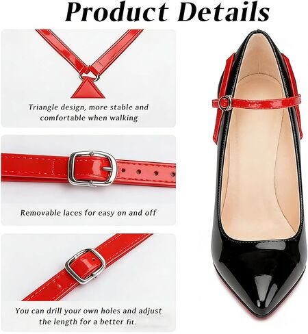 3 Pairs Detachable Shoe Straps for High Heels, Adjustable Elastic Anti Slip Shoe Belt Replacement Ankle Straps for Loose High Heels Shoes Pumps in Kuwait