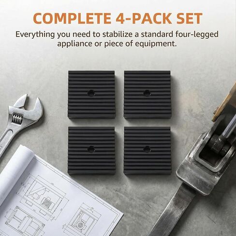 4 Pack 3" x 3" x 1" Shock Pad, Solid Rubber | for Air Compressor or Washing Machine, Dryer Equipment in Kuwait