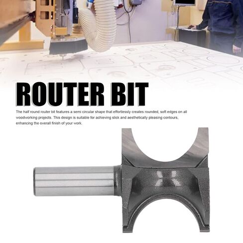 Bullnose Router Bit, 1/2in Shank 1 1/8in Bead Diameter Half Round Edges Router Bit with Tungsten Steel Blades, High Frequent Welding Half Round Router Bits for Woodworking in Kuwait