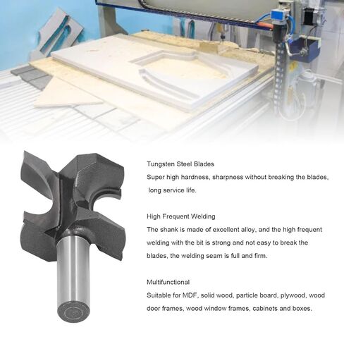 Bullnose Router Bit, 1/2in Shank 1 1/8in Bead Diameter Half Round Edges Router Bit with Tungsten Steel Blades, High Frequent Welding Half Round Router Bits for Woodworking in Kuwait