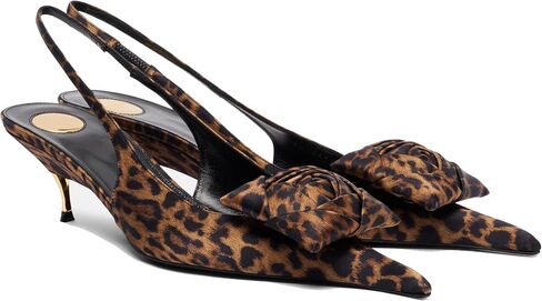THESHY Women's Slingback Heels Floral Appliqués Pointed Toe Stiletto Metal Kitten Heels Leopard Elegant Party Shoes for Evening, Wedding, Office in Kuwait