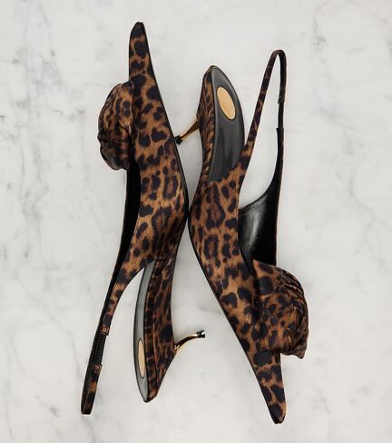 THESHY Women's Slingback Heels Floral Appliqués Pointed Toe Stiletto Metal Kitten Heels Leopard Elegant Party Shoes for Evening, Wedding, Office in Kuwait