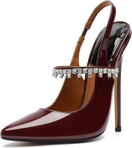 Unisex Men's Women's Pointed Toe High Heels Rhinestone Stiletto Pumps Ankle Strap Dress Party Shoes in Kuwait
