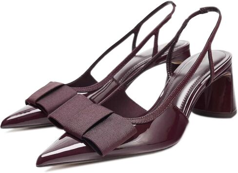 Kluolandi Bow Slingback Heels for Women Closed Toe Pumps Low Heel Dress Shoes in Kuwait