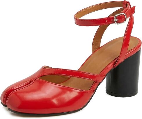 Women’s Chunky Black High Heel Split Toe Pumps, Ankle Strap Slingback Dress Heels in Kuwait