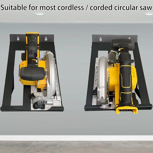 Circular Saw Holder,Black Metal Circular Saw Rack,Heavy Duty Wall Mount for Most of Corded & Cordless Circular Saw,Circular Saw Hanger for Workshop,Shed,Garage in Kuwait