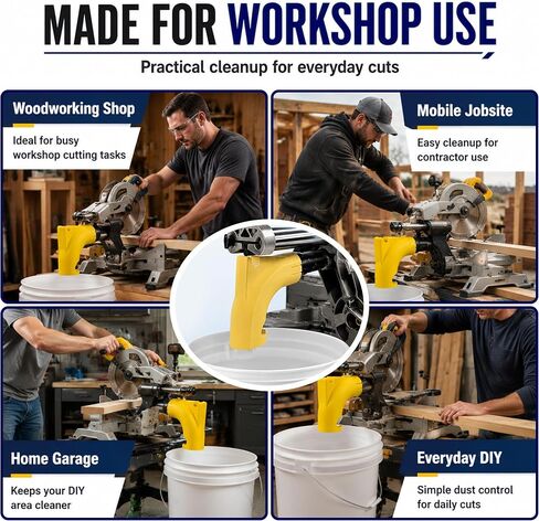 Miter Saw Dust Collector Compatible with Dewalt DWS780 | Gravity Powered, No Vacuum Required, Fits Standard 5 Gallon Bucket, for Garage Workshop and Jobsite Use in Kuwait