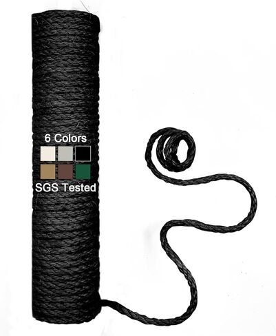 Natural Sisal Rope for Cat Scratcher, 1/4 Inch 32FT Rope for Cat Scratching Post Multi Color Cat Scratcher Replacement Rope, Solid Black in Saudi Arabia