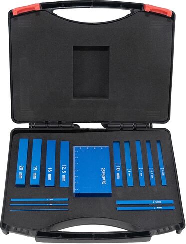 Metric Setup Blocks Woodworking Aluminum Height Gauge Blocks Set for Router and Table Saw Accessories Blue 15 PCS in Kuwait