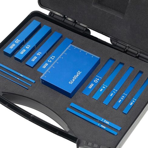 Metric Setup Blocks Woodworking Aluminum Height Gauge Blocks Set for Router and Table Saw Accessories Blue 15 PCS in Kuwait