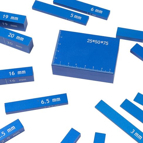 Metric Setup Blocks Woodworking Aluminum Height Gauge Blocks Set for Router and Table Saw Accessories Blue 15 PCS in Kuwait