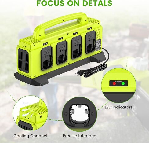 8-Port Charger for Ryobi 18V Battery, Simultaneous Fast Charging Station | Charge up to 8 Ryobi One+ batteries simultaneously with smart cooling, LED status indicators, and portable carry handle. in Kuwait