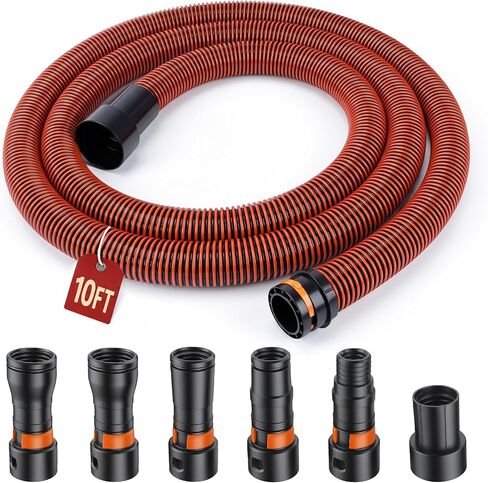 10 FT Shop Vacuum Dust Collection Hose Kit, Equipped with 6 Connection Adapters, Fits 1-1/4" Hose & 0.9"-1-3/4" Fittings, Ideal for Home Workshop Woodworking Sanders Tools prime&swift in Kuwait