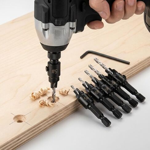 5Pcs Countersink Drill Bit Set 82°High Speed Steel Wear Resistant Punching Drill Bit 1/4 Inch Hex Shank Multiple Size Drill Bit Kit Woodworking Tool for Wood PVC Fiberboard Plywood in Kuwait