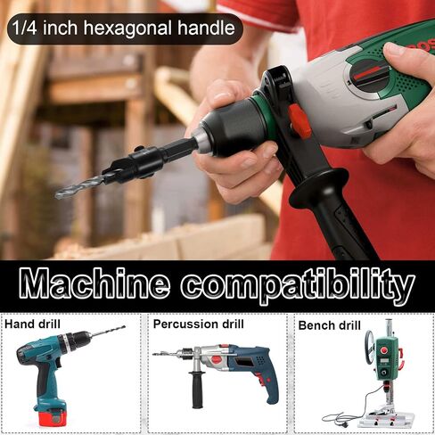 5Pcs Countersink Drill Bit Set 82°High Speed Steel Wear Resistant Punching Drill Bit 1/4 Inch Hex Shank Multiple Size Drill Bit Kit Woodworking Tool for Wood PVC Fiberboard Plywood in Kuwait