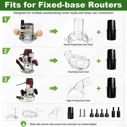 RA1173AT 3-Piece Dust Extraction Hood Kit fit for Bosch 1617 Routers | Fits 35mm, 1-1/4 in and 1-1/2 in hoses; helps collect dust and chips during routing ,for woodworking cabinet making in Kuwait