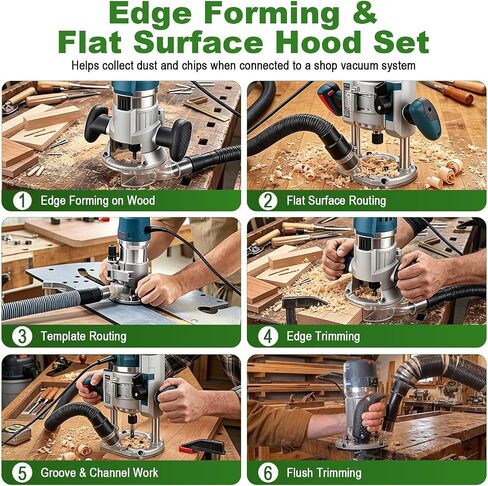 RA1173AT 3-Piece Dust Extraction Hood Kit fit for Bosch 1617 Routers | Fits 35mm, 1-1/4 in and 1-1/2 in hoses; helps collect dust and chips during routing ,for woodworking cabinet making in Kuwait