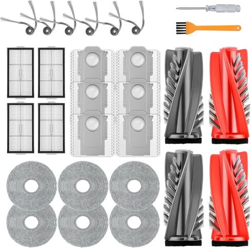 Saros 20 Accessories for Roborock Saros 10R / Saros 20 / Qrevo Curv/Qrevo MaxV / S8 MaxV Ultra, Vacuum Accessories Kit with 6 Dust Bags 4 Main Brush 6 Side Brushes 6 Mop Pads 4 HEPA Filters in Kuwait