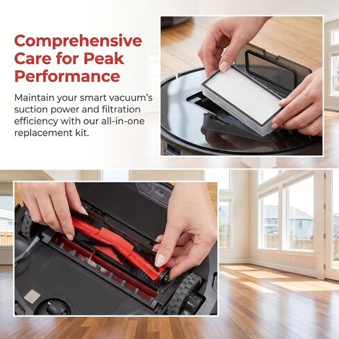 Saros 20 Accessories for Roborock Saros 10R / Saros 20 / Qrevo Curv/Qrevo MaxV / S8 MaxV Ultra, Vacuum Accessories Kit with 6 Dust Bags 4 Main Brush 6 Side Brushes 6 Mop Pads 4 HEPA Filters in Kuwait
