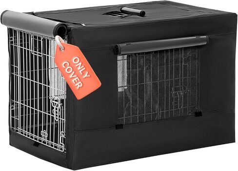 PETSFIT Dog Kennel Cover for Wire Dog Crate(30in/36inch/42inch), Single Door, Mesh Window, Flap On The Top and Back is Detachable, Dog Crate Cover Black 36inch in Saudi Arabia