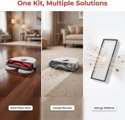 Saros 20 Accessories for Roborock Saros 10R / Saros 20 / Qrevo Curv/Qrevo MaxV / S8 MaxV Ultra, Vacuum Accessories Kit with 6 Dust Bags 4 Main Brush 6 Side Brushes 6 Mop Pads 4 HEPA Filters in Kuwait