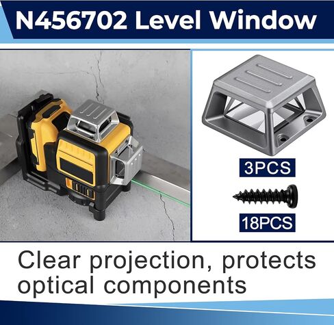 3PCS N456702 Level Window Replacement Compatible with Dewalt DW089LG, DW0811LG, DW0811LR, DW089LR, DCLE34030G-QU, DCLE34030G, DCE089G, DCE0811G, Includes Screws in Kuwait