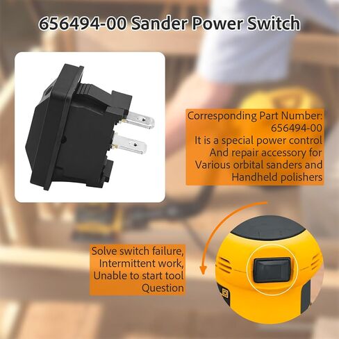 656494-00 Sander Switch For DeWalt D26451 D26453 DWE6423 D26441 | For DeWalt DW411, DWE6421,370, 380, 382, and Other Orbital & Palm Sanders/Polisher Switch Parts in Kuwait