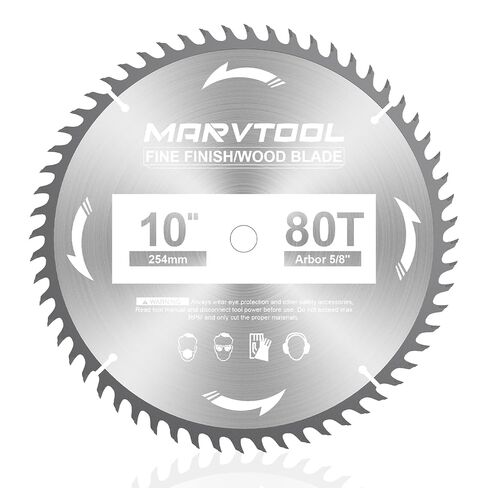 10-Inch 80-Tooth Woodworking Saw Blade, Max 7000 RPM, Fine Finish Wood Crosscutting, Tungsten Carbide Tooth with 5/8 Inch Arbor for Miter Saws & Table Saws (Red) in Kuwait
