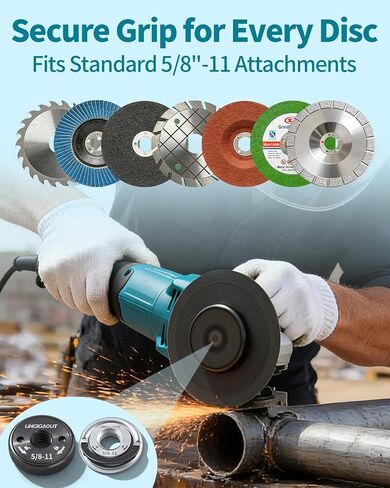 5/8-11 Angle Grinder Quick Release Flange Lock Nut 2-Pack | Tool-free 5/8"-11 angle grinder flange nut for quick release. Fits 4.5"-9" grinders & die grinder attachments. Heavy duty. in Saudi Arabia